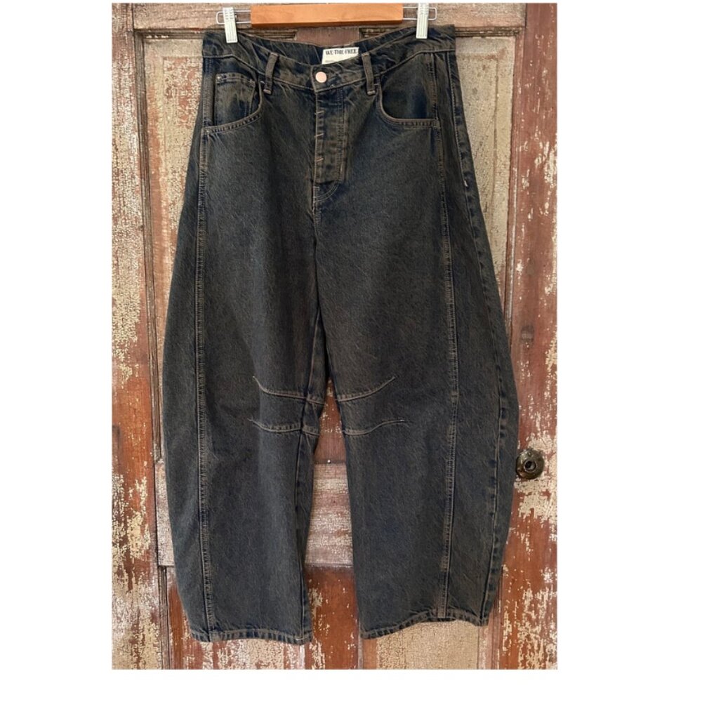Free People Good Luck Barrel Jeans  Ian Indigo sz 27